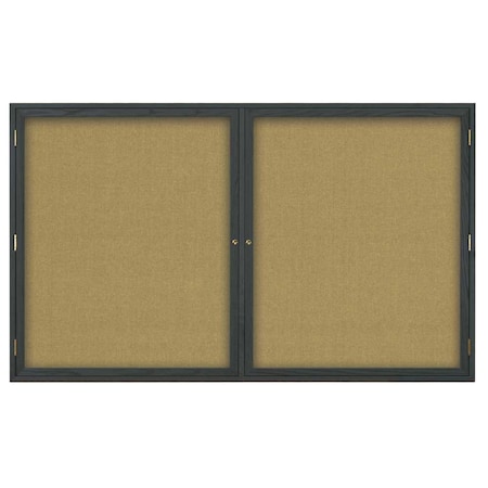United Visual Products Triple Door Indoor Enclosed Easy Tack Bo UV333EZ-BLACK-GOLD